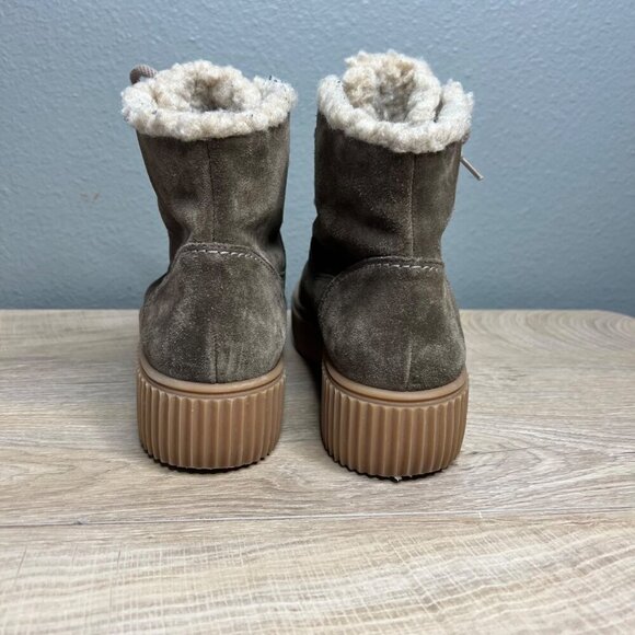 Paul Green Lace Up Platform Hiking Ankle Boots Tan Suede Gorpcore Size 6.5 US - Picture 6 of 11